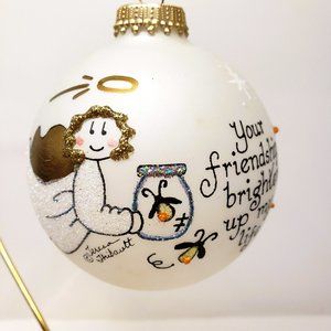 Angel Fireflies Friendship Heart Gifts Teresa Thibault Glass Christmas Ornament